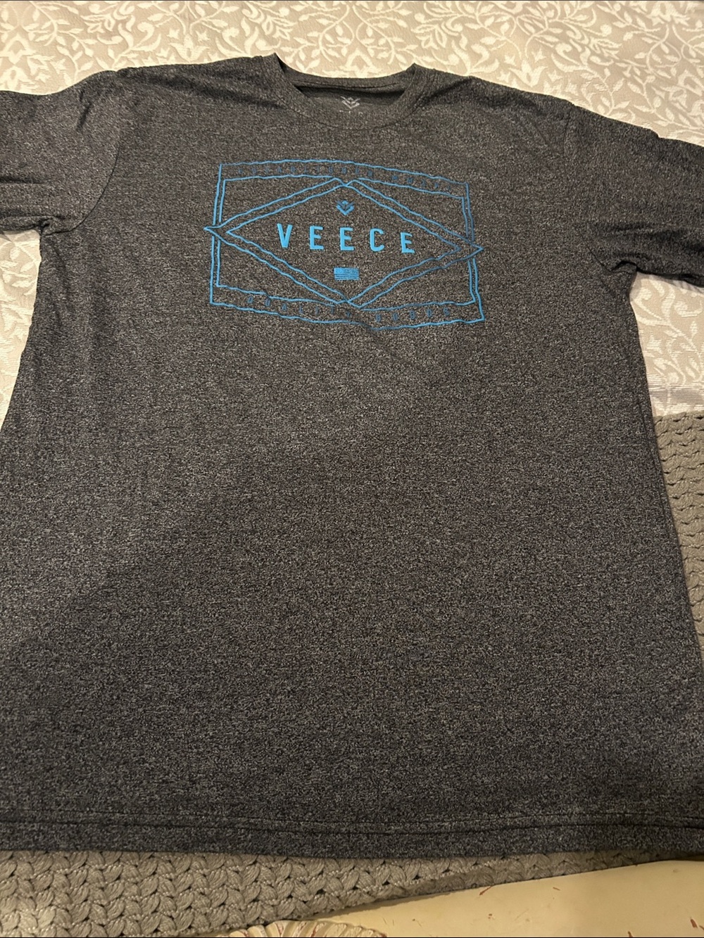 Men’s Heathered Charcoal Graphic Tee - Blue Logo